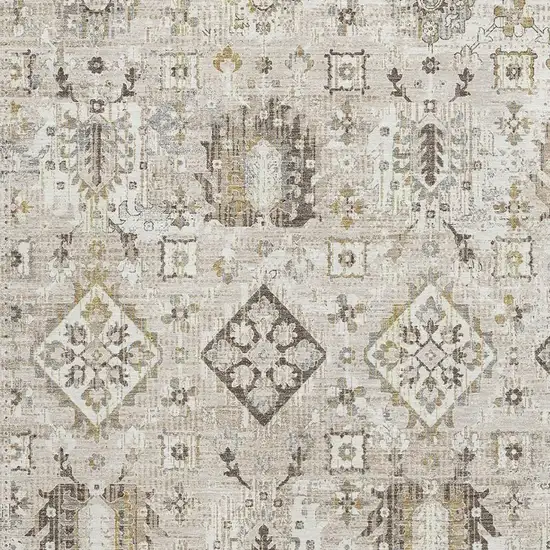 Linen And Ivory Oriental Washable Area Rug With UV Protection Photo 3