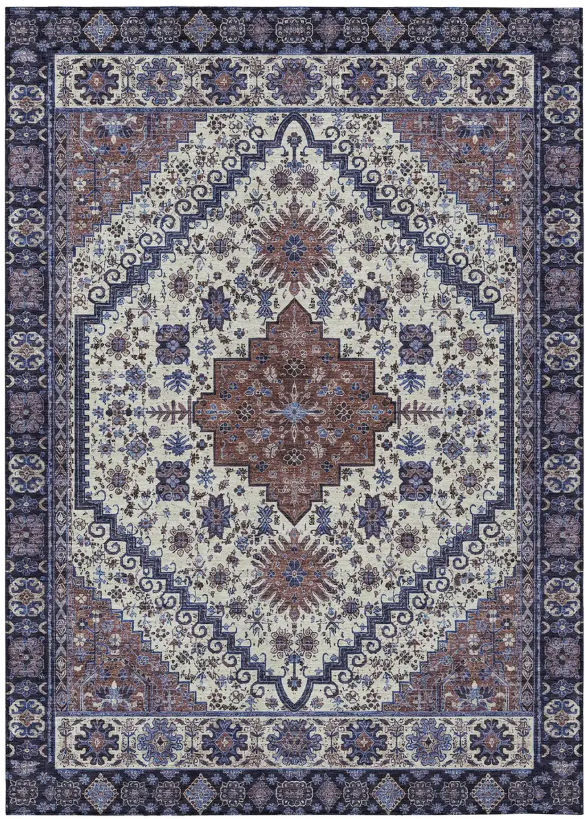 Linen And Ivory Oriental Washable Indoor Outdoor Area Rug Photo 2