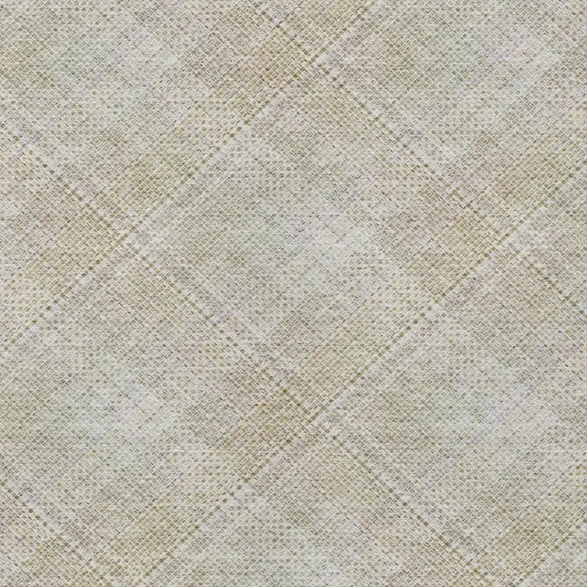 Linen And Ivory Plaid Washable Indoor Outdoor Area Rug Photo 7