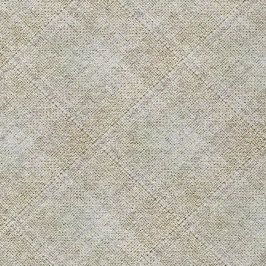Linen And Ivory Plaid Washable Indoor Outdoor Area Rug Photo 9