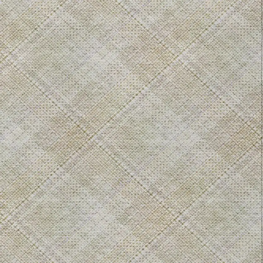 Linen And Ivory Plaid Washable Indoor Outdoor Area Rug Photo 8