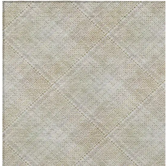 Linen And Ivory Plaid Washable Indoor Outdoor Area Rug Photo 6