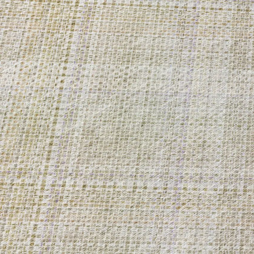 Linen And Ivory Plaid Washable Indoor Outdoor Area Rug Photo 4