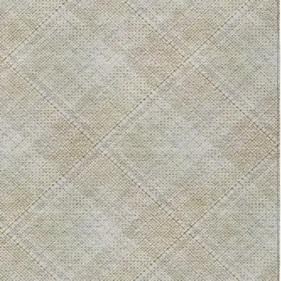 Linen And Ivory Plaid Washable Indoor Outdoor Area Rug Photo 2