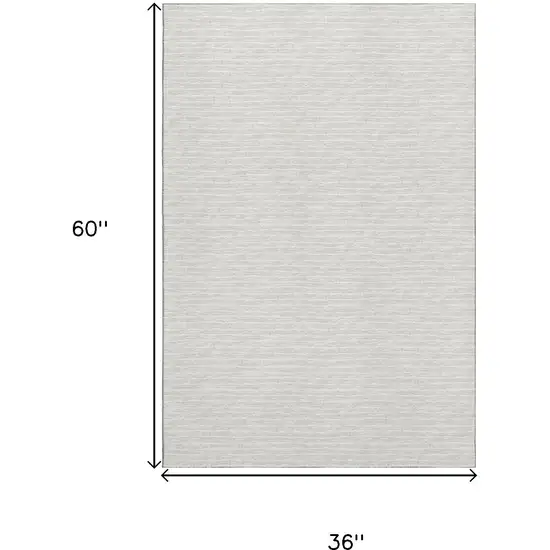 Linen And Ivory Striped Washable Area Rug With UV Protection Photo 3