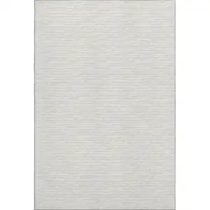 Photo of Linen And Ivory Striped Washable Area Rug With UV Protection