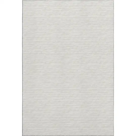 Linen And Ivory Striped Washable Area Rug With UV Protection Photo 2