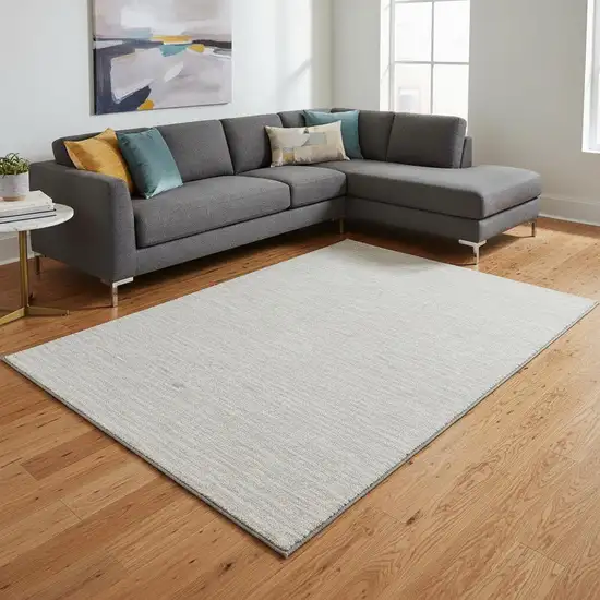 Linen And Ivory Striped Washable Area Rug With UV Protection Photo 1