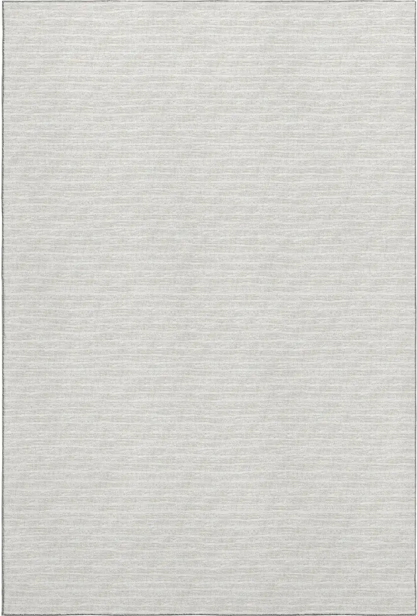 Linen And Ivory Striped Washable Area Rug With UV Protection Photo 2