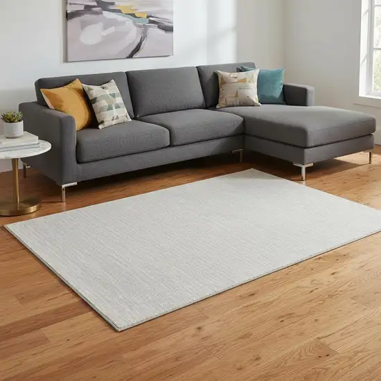 Linen And Ivory Striped Washable Area Rug With UV Protection Photo 1