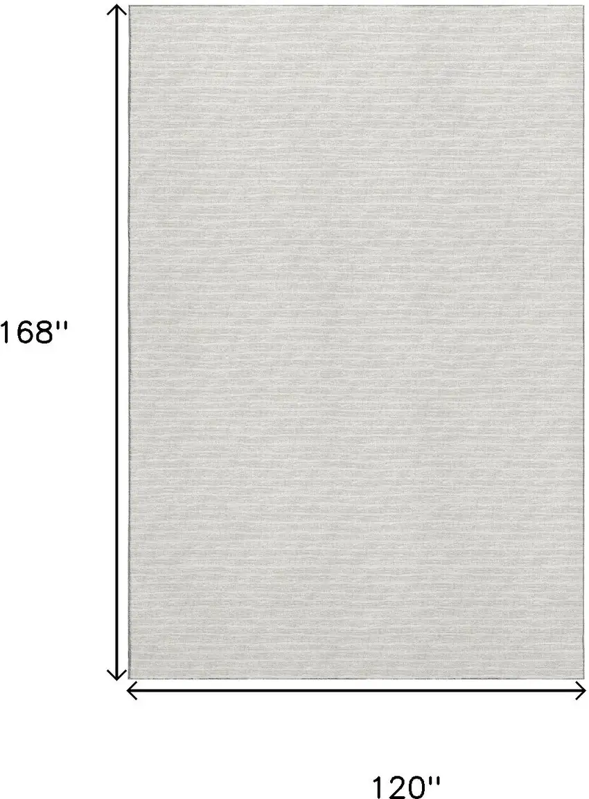 Linen And Ivory Striped Washable Area Rug With UV Protection Photo 3