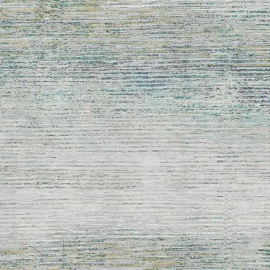 Linen And Ivory Striped Washable Area Rug With UV Protection Photo 2