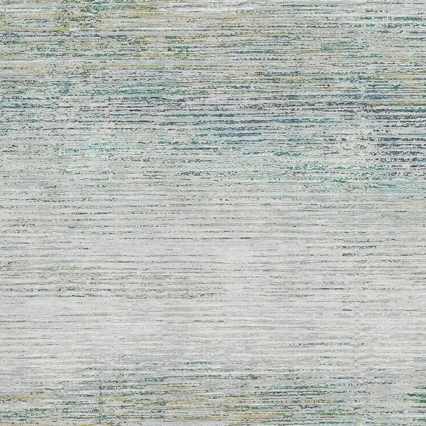 Linen And Ivory Striped Washable Area Rug With UV Protection Photo 2