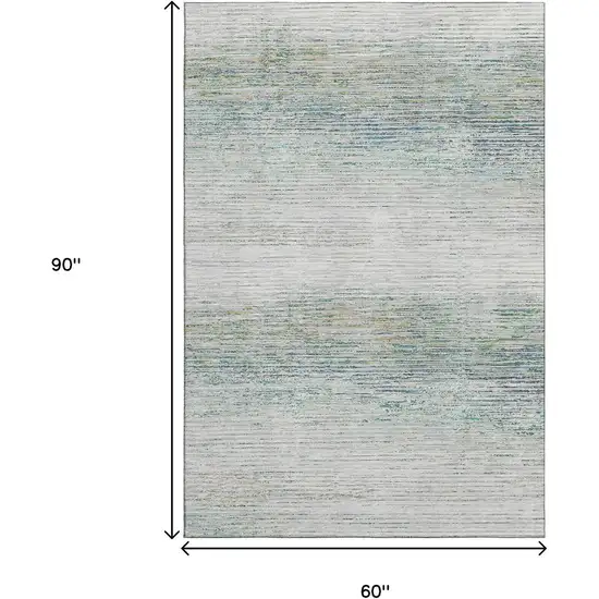 Linen And Ivory Striped Washable Area Rug With UV Protection Photo 7