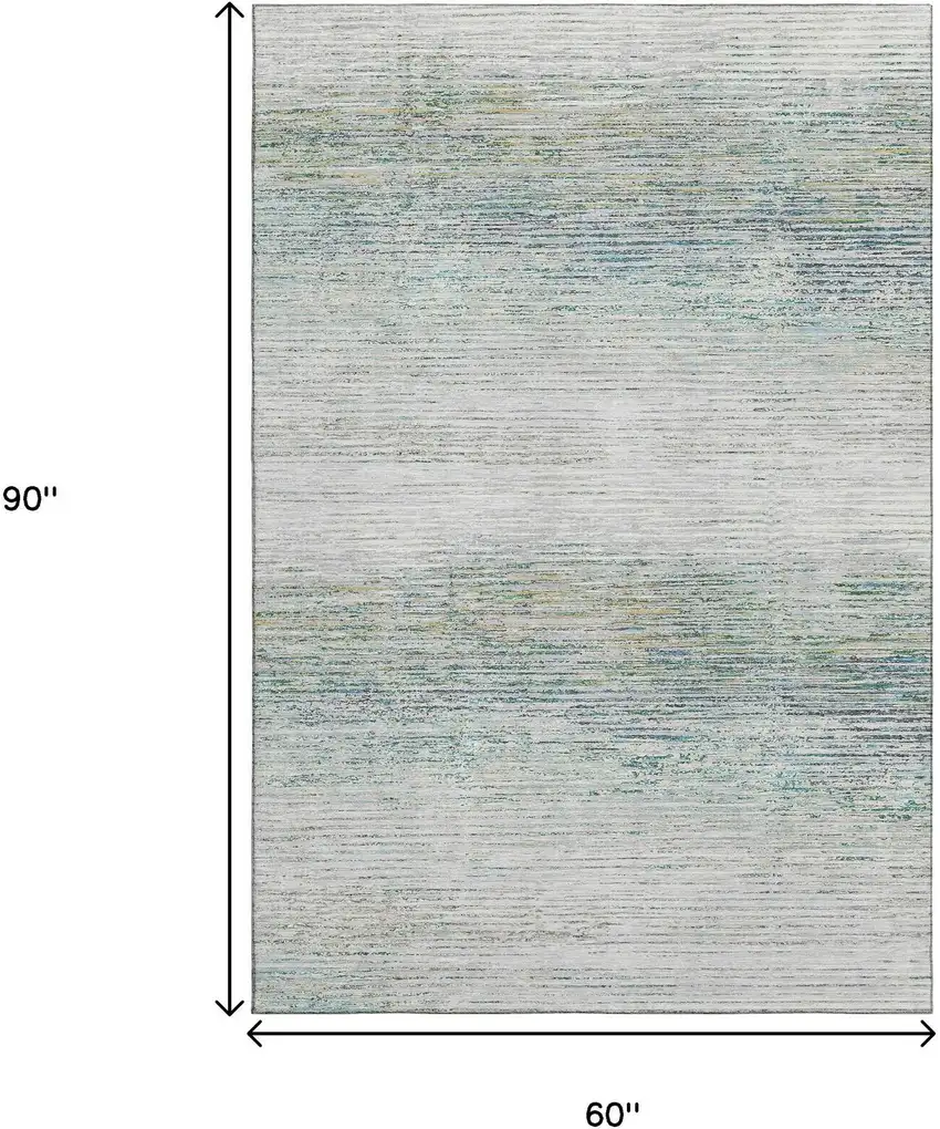 Linen And Ivory Striped Washable Area Rug With UV Protection Photo 7