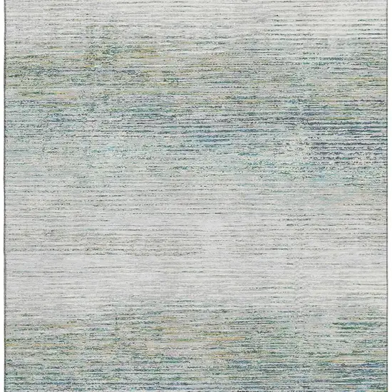 Linen And Ivory Striped Washable Area Rug With UV Protection Photo 3