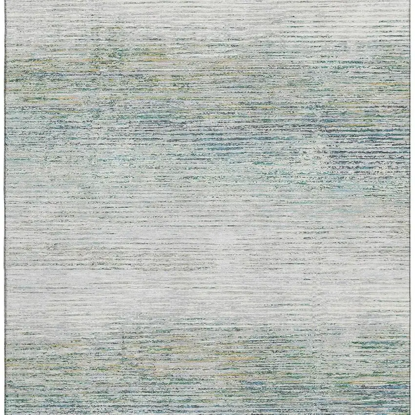 Linen And Ivory Striped Washable Area Rug With UV Protection Photo 3