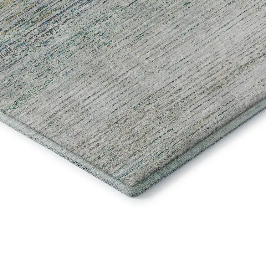 Linen And Ivory Striped Washable Area Rug With UV Protection Photo 6