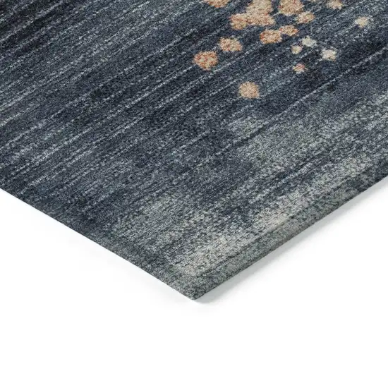 Linen And Navy Blue Geometric Washable Indoor Outdoor Area Rug Photo 9