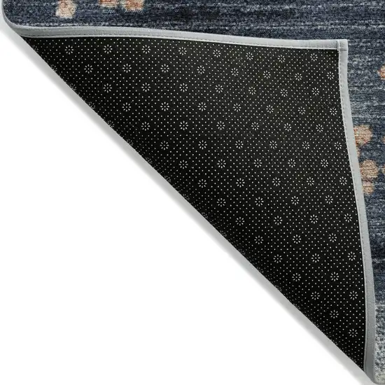 Linen And Navy Blue Geometric Washable Indoor Outdoor Area Rug Photo 9