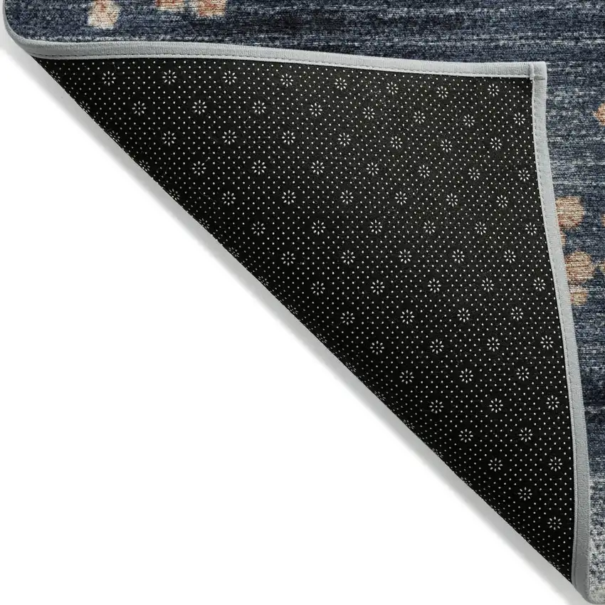 Linen And Navy Blue Geometric Washable Indoor Outdoor Area Rug Photo 9