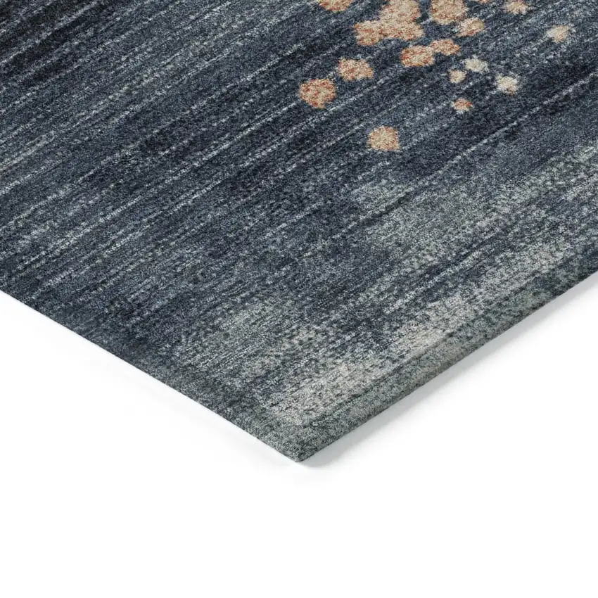 Linen And Navy Blue Geometric Washable Indoor Outdoor Area Rug Photo 8