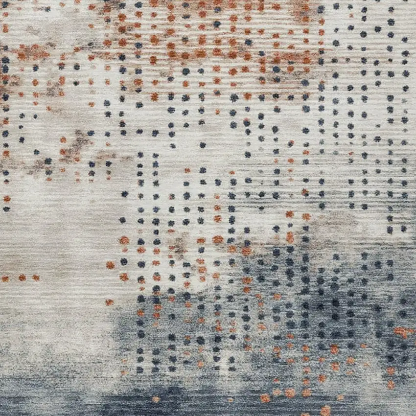 Linen And Navy Blue Geometric Washable Indoor Outdoor Area Rug Photo 3