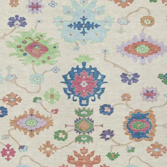 Linen And Navy Blue Oriental Washable Indoor Outdoor Area Rug Photo 4