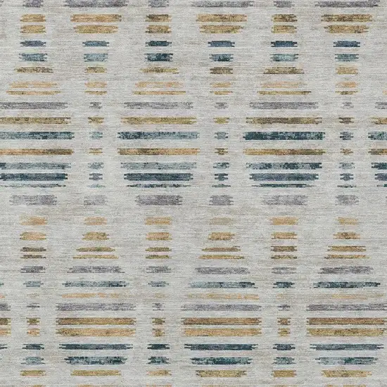 Linen And Navy Blue Striped Washable Indoor Outdoor Area Rug Photo 6