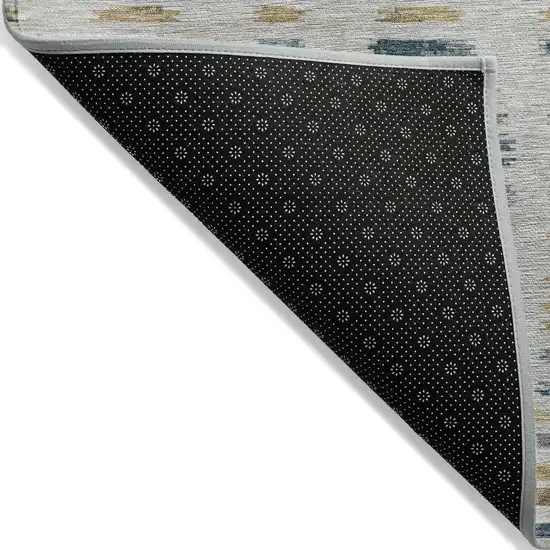 Linen And Navy Blue Striped Washable Indoor Outdoor Area Rug Photo 7