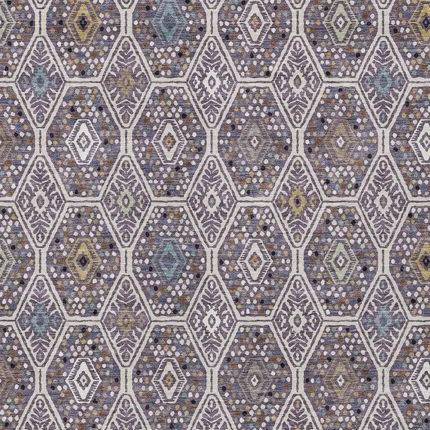 Linen And Plum Geometric Washable Indoor Outdoor Area Rug Photo 2