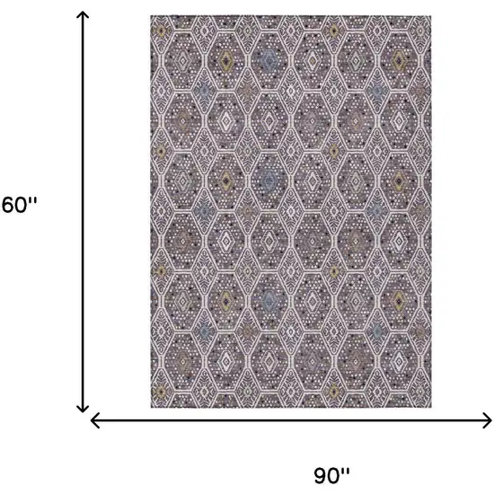 Linen And Plum Geometric Washable Indoor Outdoor Area Rug Photo 6