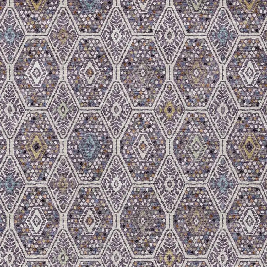 Linen And Plum Geometric Washable Indoor Outdoor Area Rug Photo 2