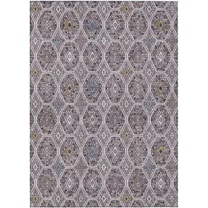 Photo of Linen And Plum Geometric Washable Indoor Outdoor Area Rug