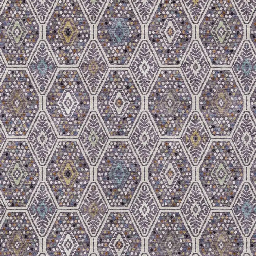 Linen And Plum Geometric Washable Indoor Outdoor Area Rug Photo 2