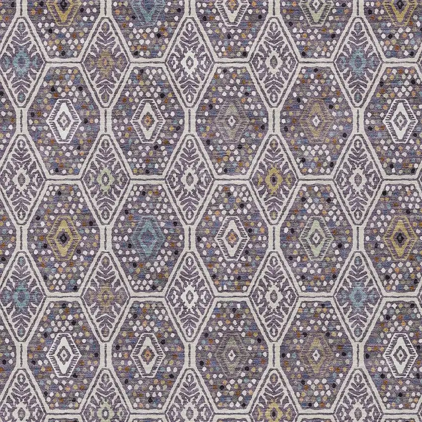 Linen And Plum Geometric Washable Indoor Outdoor Area Rug Photo 2