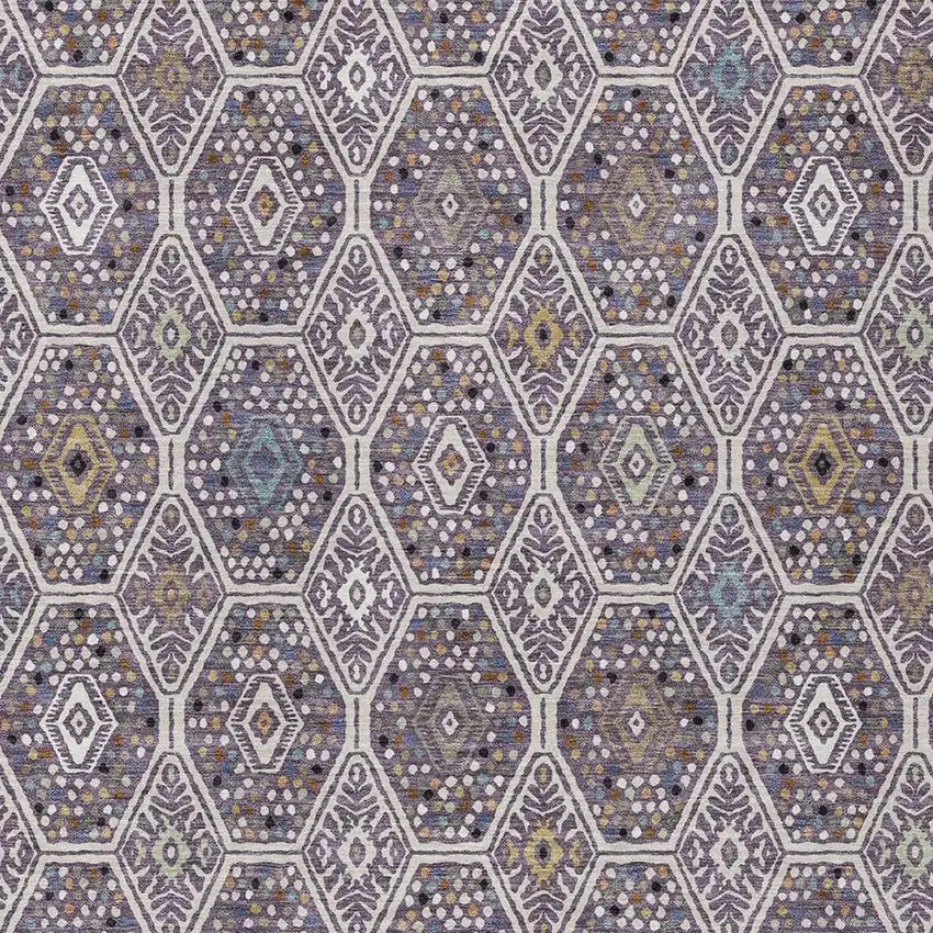 Linen And Plum Geometric Washable Indoor Outdoor Area Rug Photo 2