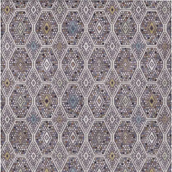 Linen And Plum Geometric Washable Indoor Outdoor Area Rug Photo 3