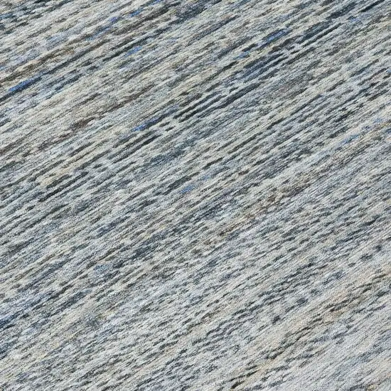 Linen And Silver Striped Washable Indoor Outdoor Area Rug Photo 9