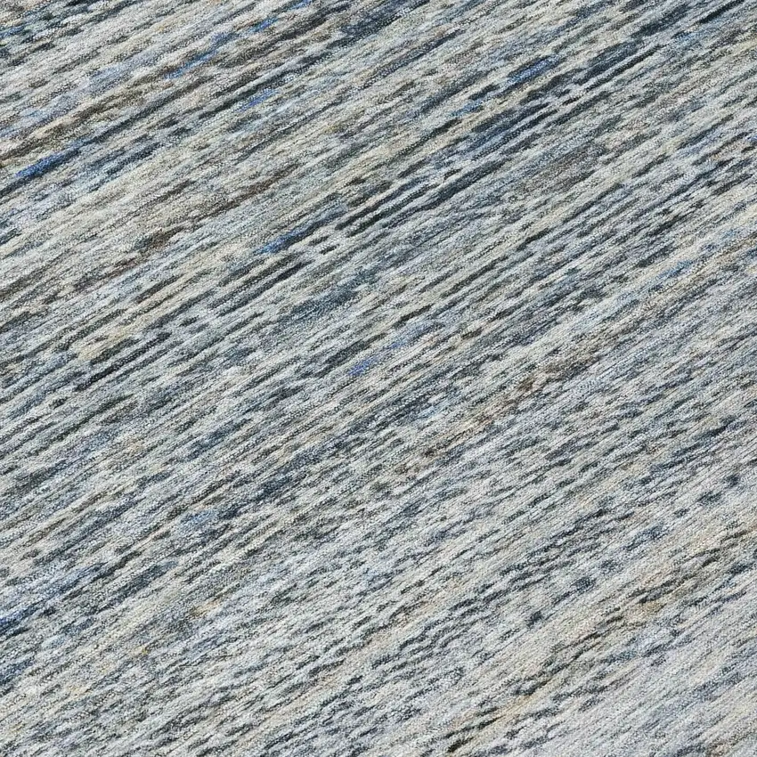 Linen And Silver Striped Washable Indoor Outdoor Area Rug Photo 9