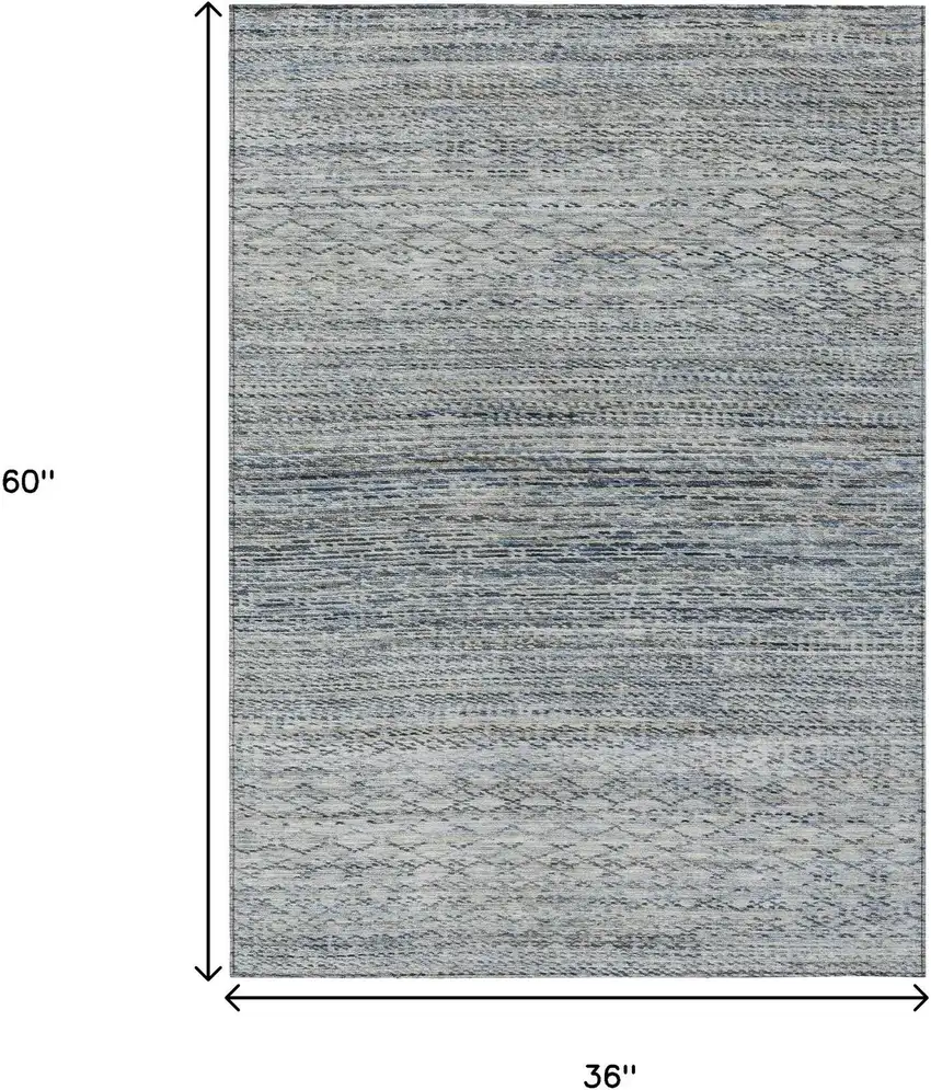 Linen And Silver Striped Washable Indoor Outdoor Area Rug Photo 8