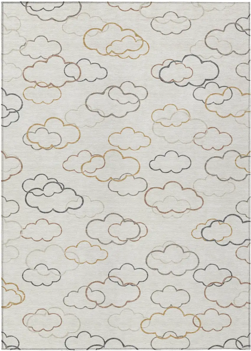 Linen And Wheat Abstract Washable Indoor Outdoor Area Rug Photo 1