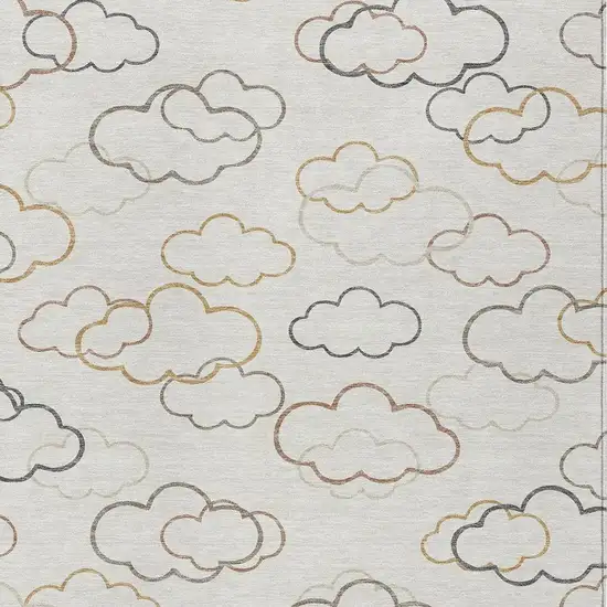 Linen And Wheat Abstract Washable Indoor Outdoor Area Rug Photo 2