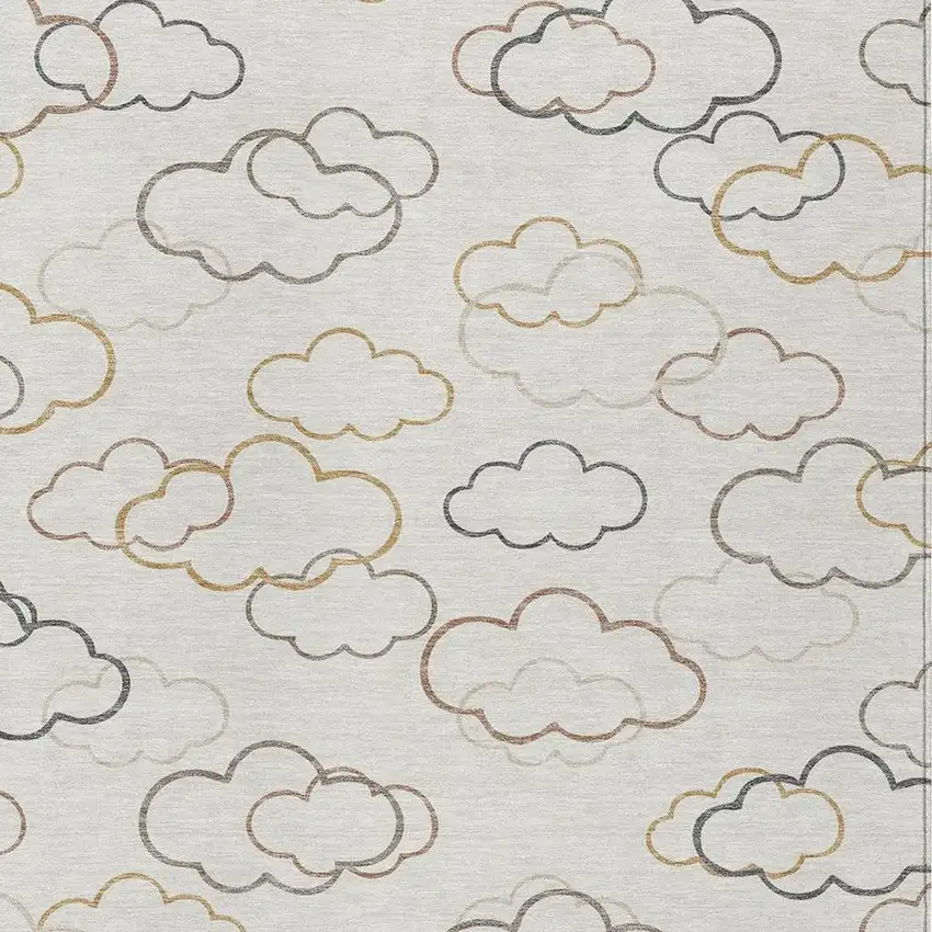 Linen And Wheat Abstract Washable Indoor Outdoor Area Rug Photo 2