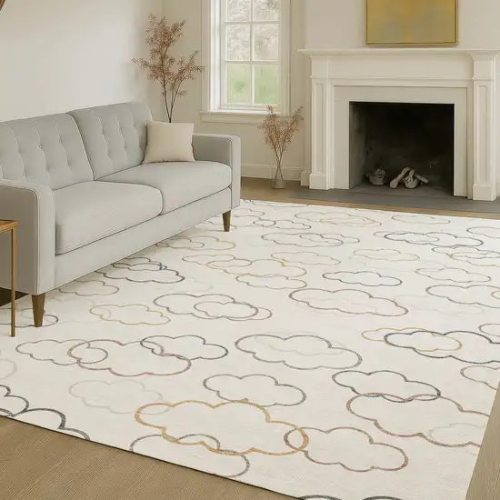 Linen And Wheat Abstract Washable Indoor Outdoor Area Rug Photo 6