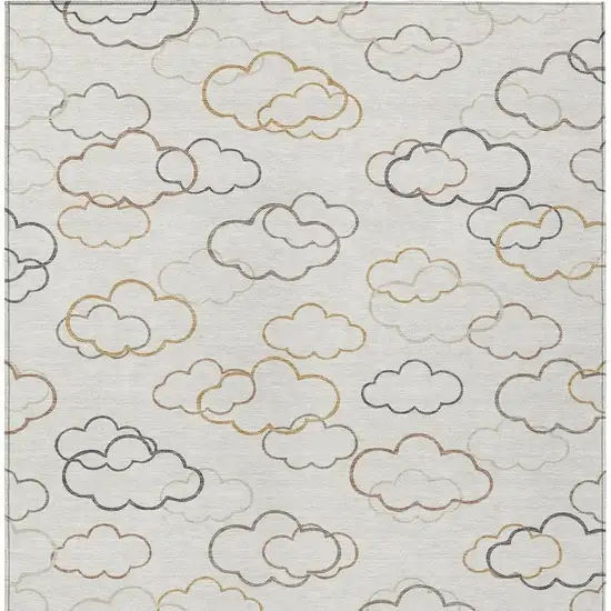 Linen And Wheat Abstract Washable Indoor Outdoor Area Rug Photo 3