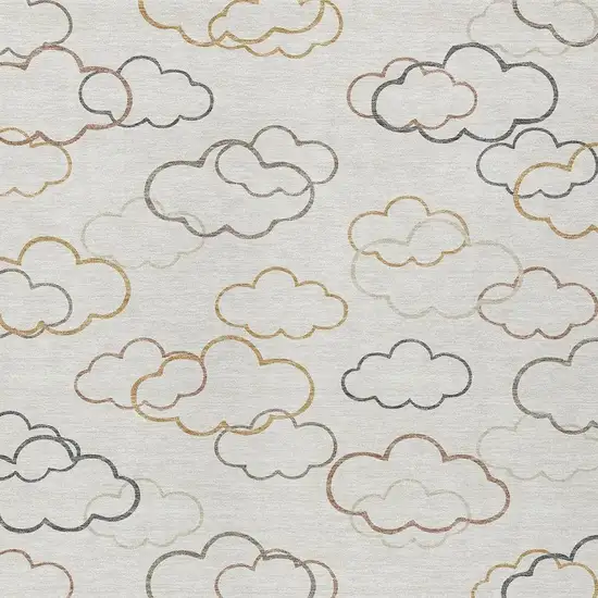 Linen And Wheat Abstract Washable Indoor Outdoor Area Rug Photo 2