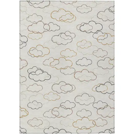 Linen And Wheat Abstract Washable Indoor Outdoor Area Rug Photo 1