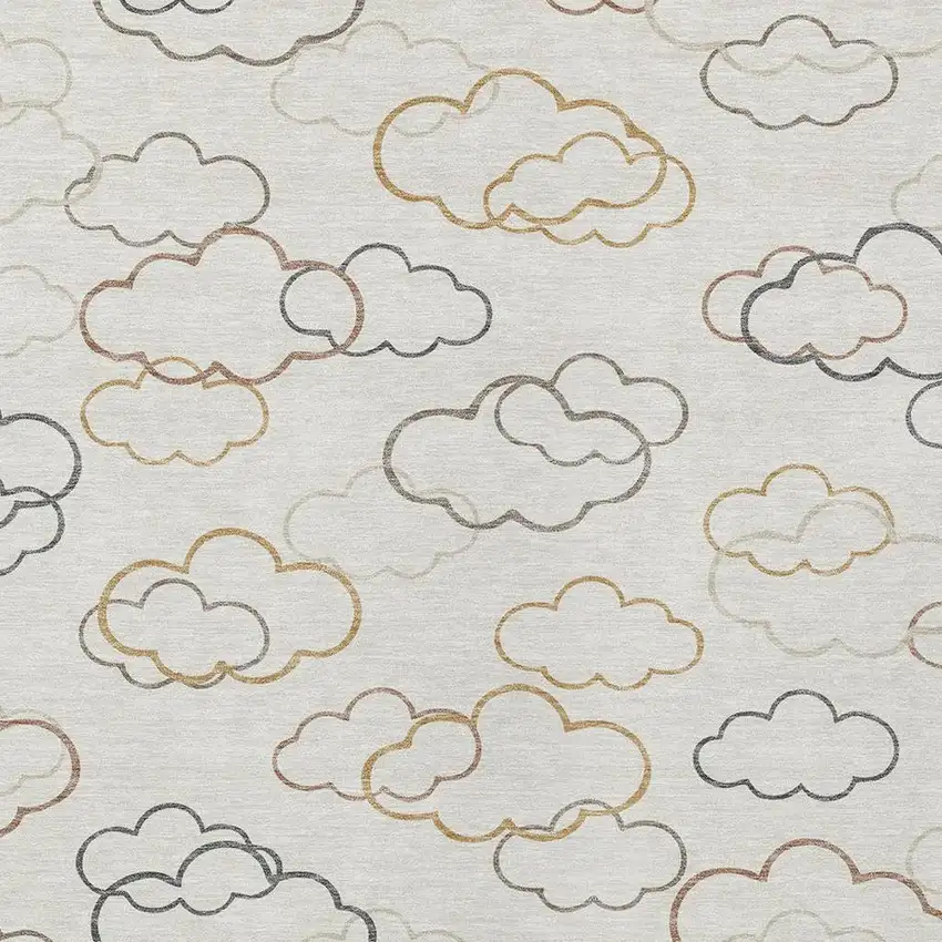 Linen And Wheat Abstract Washable Indoor Outdoor Area Rug Photo 2