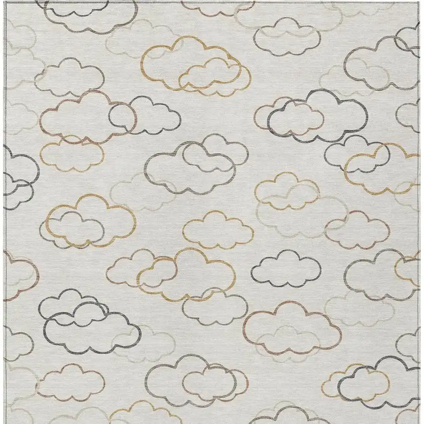 Linen And Wheat Abstract Washable Indoor Outdoor Area Rug Photo 3